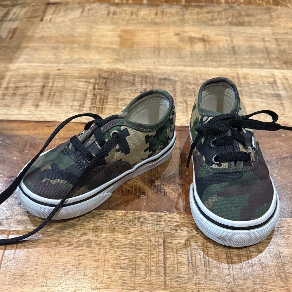 Vans Green and Brown Camo Kids Sneakers